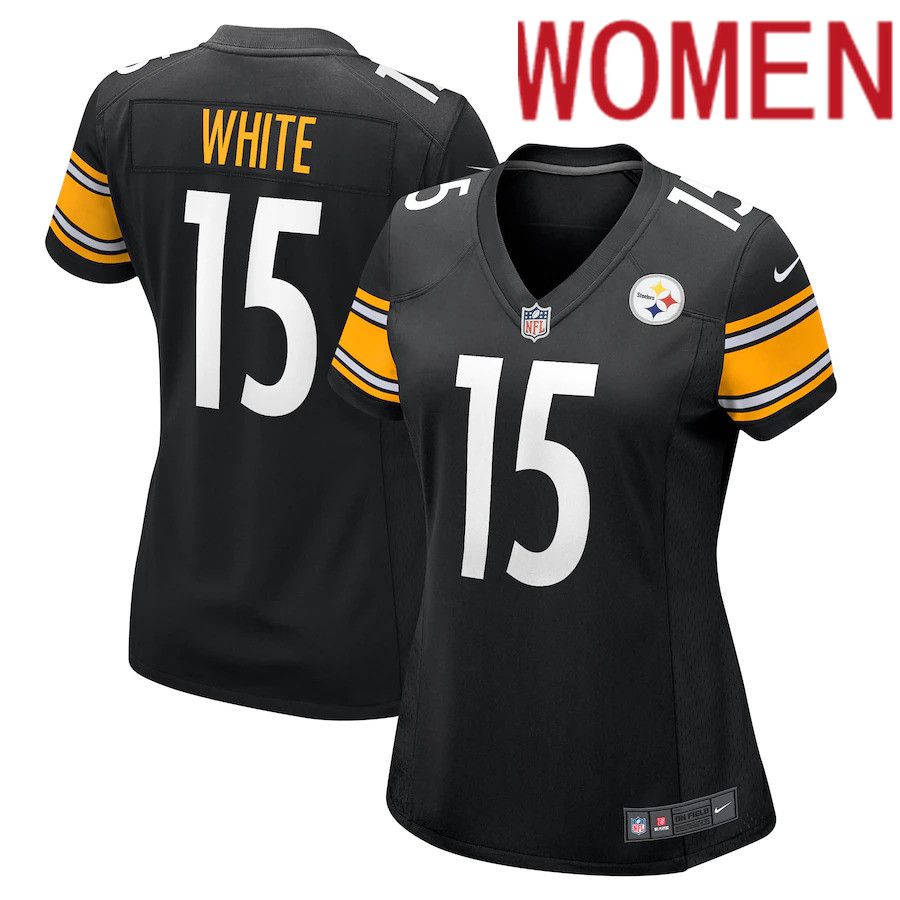 Women Pittsburgh Steelers #15 Cody White Nike Black Game NFL Jersey->women nfl jersey->Women Jersey